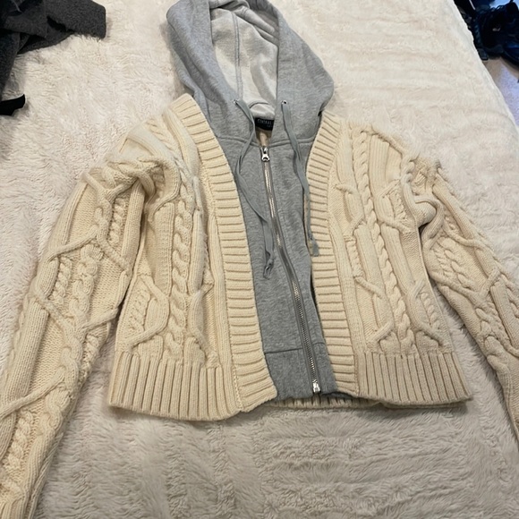 Central Park West Sweaters - NWOT CENTRAL PARK WEST small cable knit hoodie grey cream